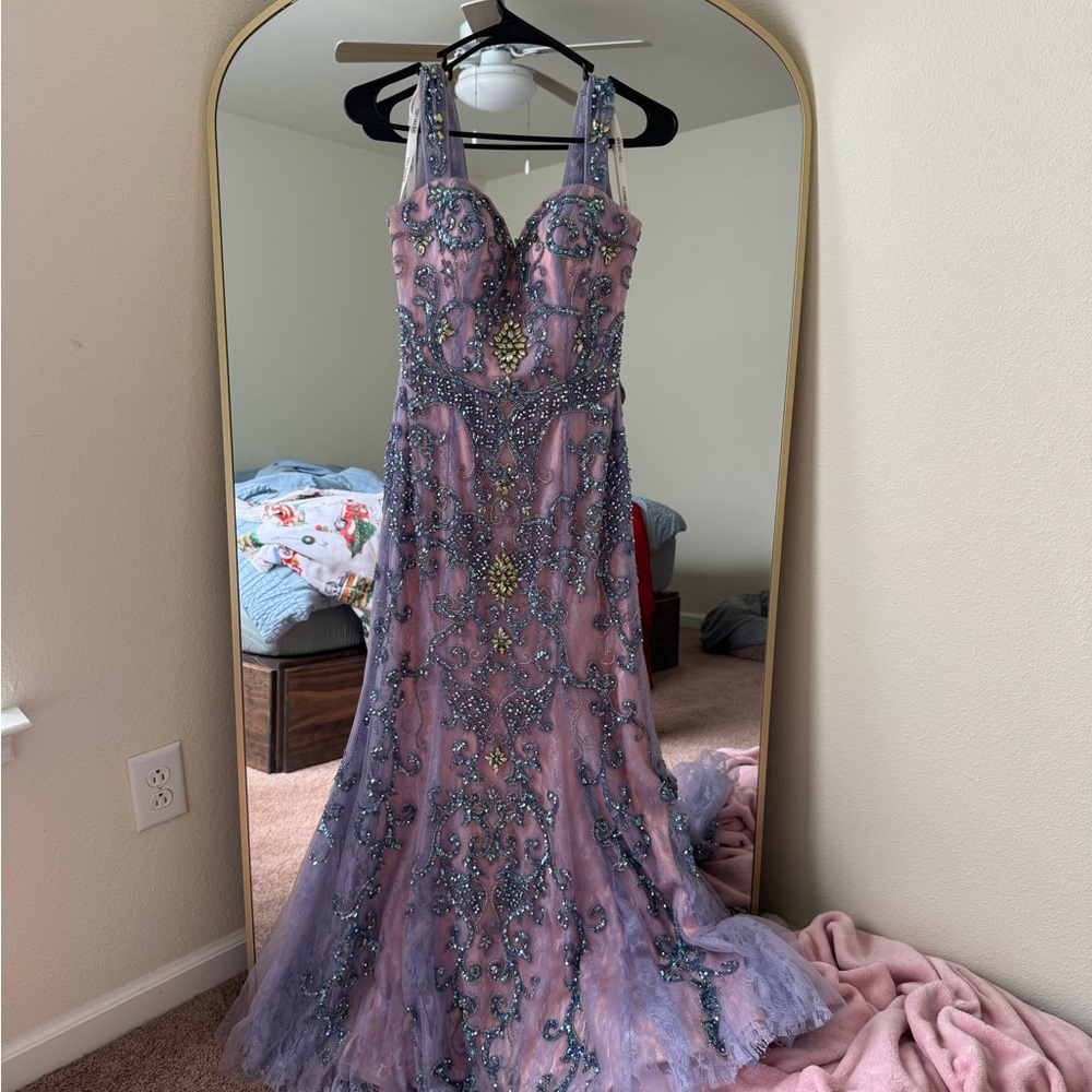 Sherri Hill Lavender Embellished Prom Dress